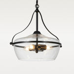 Afbeelding laden in galerijweergave, Eira Mid-Century Modern 3-lichts glazen hanglamp met komvormige kap