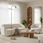 Afbeelding laden in galerijweergave, Clarione Art Deco vloerlamp met heldere glazen kap en metalen voet