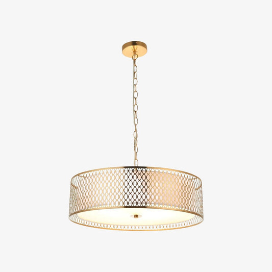 Lámpara Colgante Geométrica Liorin – Pantalla de Metal y Tela con Diseño Moderno para Interiores