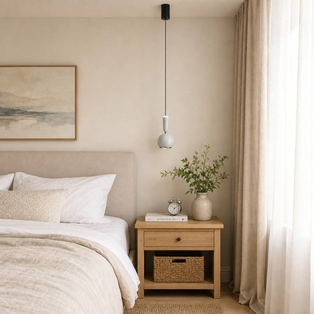 Veridia Modern Adjustable Slim Pendant Light - Metal Acrylic Hanging Lamp for Bedroom and Hallway