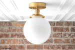 Load image into Gallery viewer, Glorica White Opal Sphere Modern Semi-Flush Light for Bedroom &amp; Entryway
