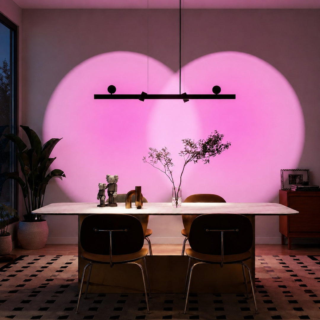 Lámpara colgante lineal para comedor con luz de lavado de pared