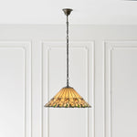 Load image into Gallery viewer, TF Jamelia Vintage Floral Stained Glass Dome Pendant Light for Dining Rooms