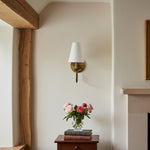Load image into Gallery viewer, Curva Metal White Linen Sconce - Classic Brass Wall Light for Bedrooms
