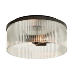 Load image into Gallery viewer, Bravira Flush Mount Ceiling Light - Ribbed &amp; Bubbled Glass Metal Light
