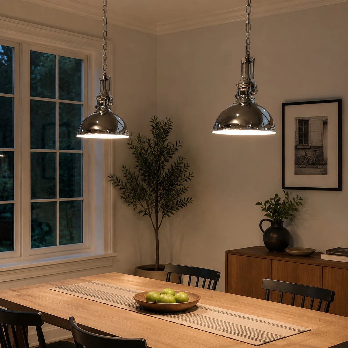 Bauhaus chrome dome pendant light