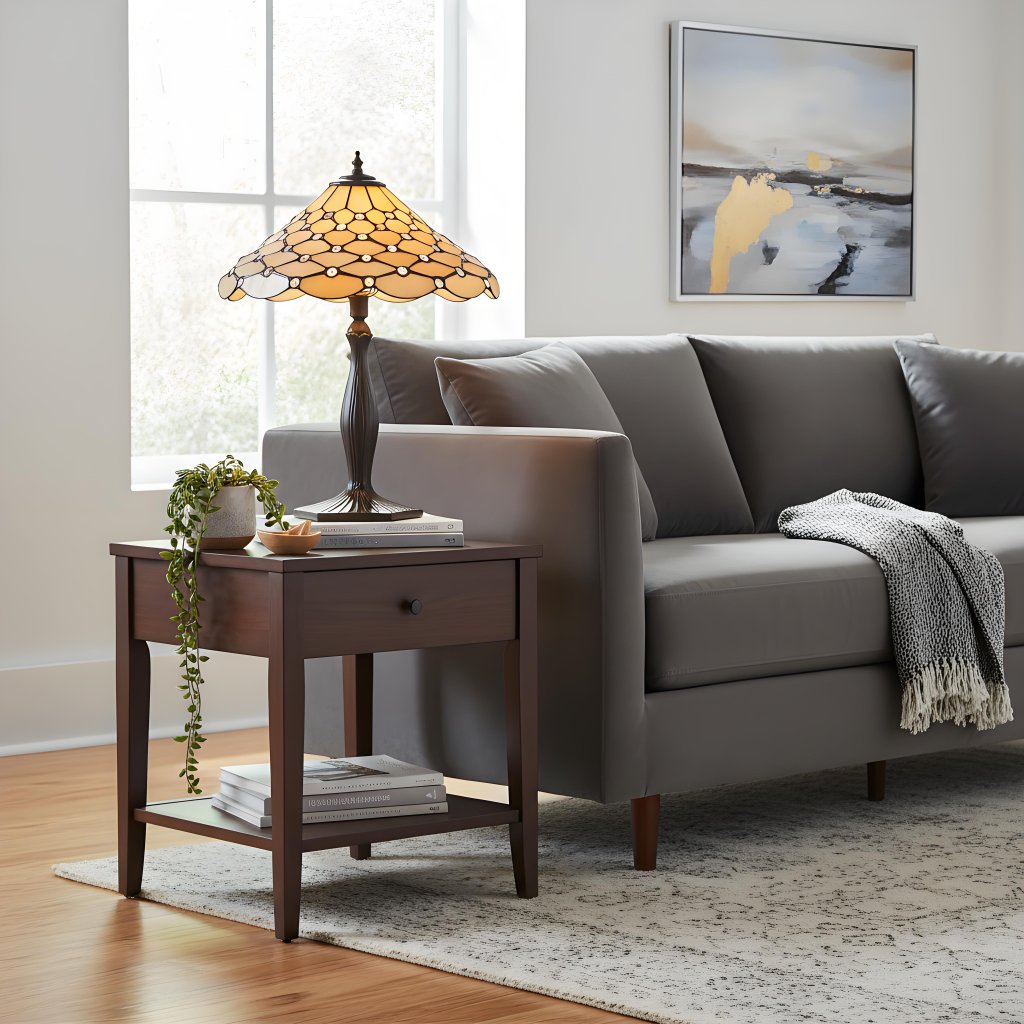 TF Pearl glas-in-lood tafellamp - Sfeerverlichting voor slaapkamer en woonkamer