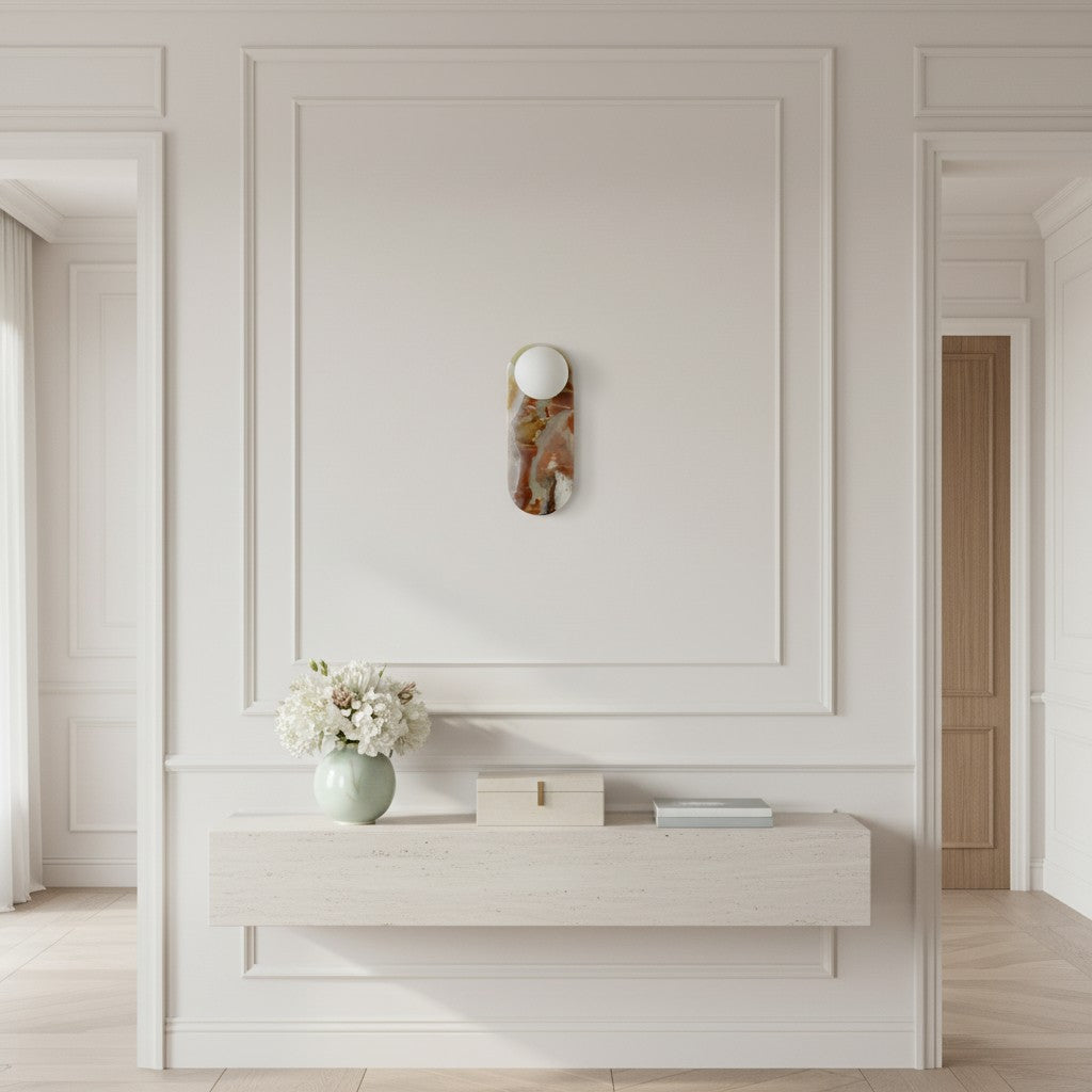 Lámpara de Pared de Piedra Vinbrea con Textura Orgánica - Luz de Acento de Estilo Mediados de Siglo para Dormitorio y Pasillo