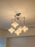 Load image into Gallery viewer, Art Deco Astris Star Chandelier – Frosted Glass Deco Fixture for Dining Room
