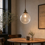 Charger l'image dans la visionneuse de la galerie, Crackled Glass Globe Brass Pendant Light