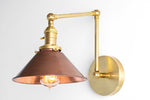 Load image into Gallery viewer, Conique Metal Industrial Wall Sconce with Adjustable Arm - Vintage Copper Cone Shade for Task Lighting
