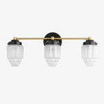 Afbeelding laden in galerijweergave, Tierlux glazen kaptafelverlichting - Art deco badkamerarmatuur met wolkenkrabberlampenkappen
