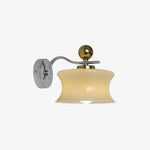 Cargar imagen en el visor de la Galería, Cream glass wall lamp with chrome arm and brass accent