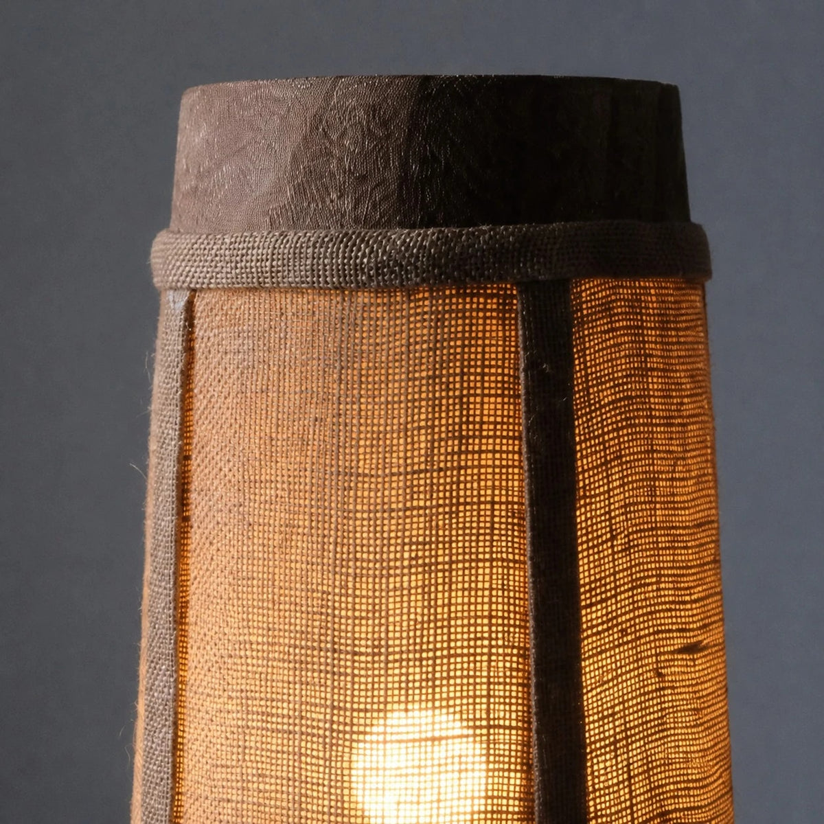 Close-up of gray pressed pleat upper frame