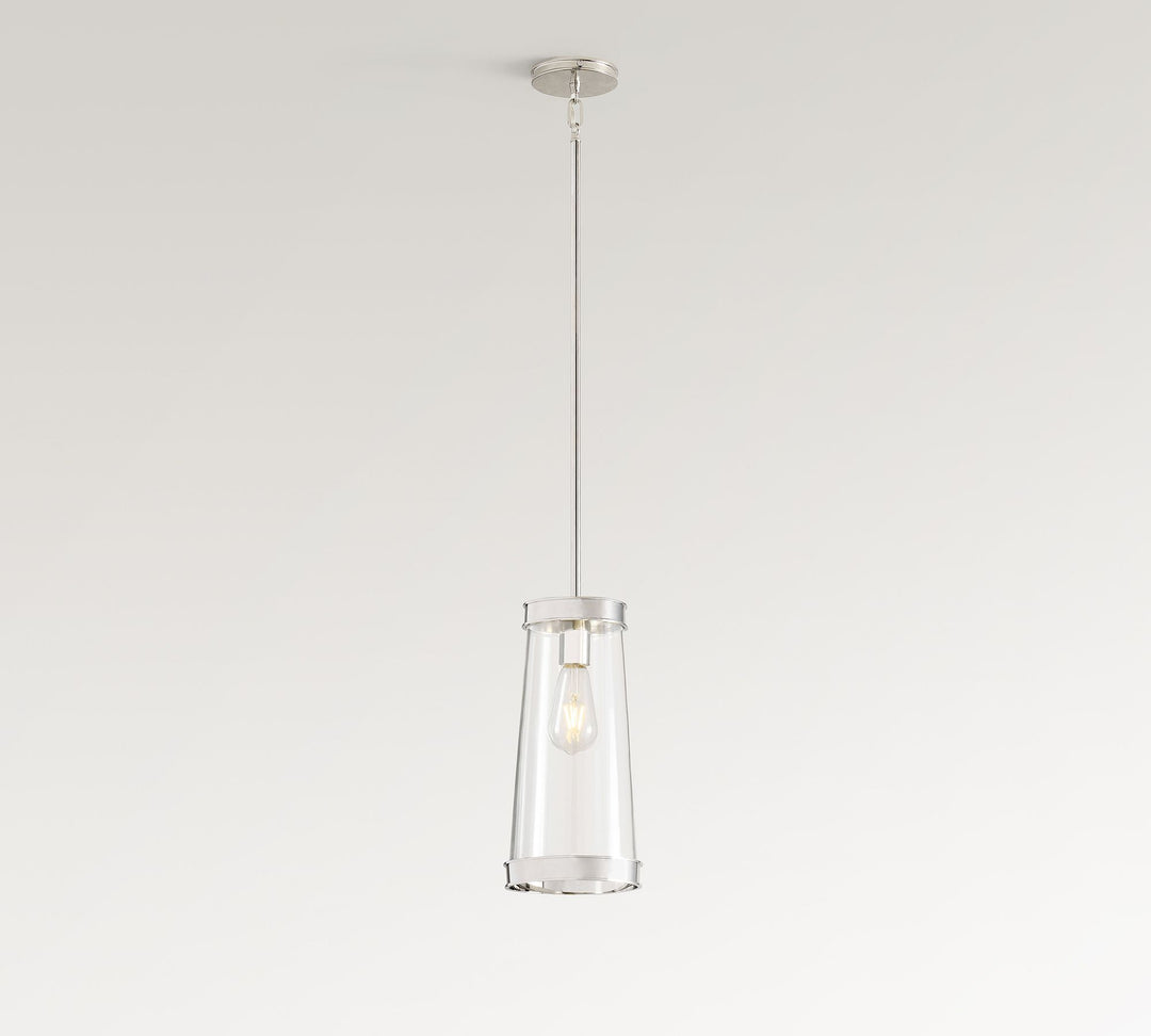 Driscoll Glass Drum Pendant Light - Contemporary Brass Hanging Lamp