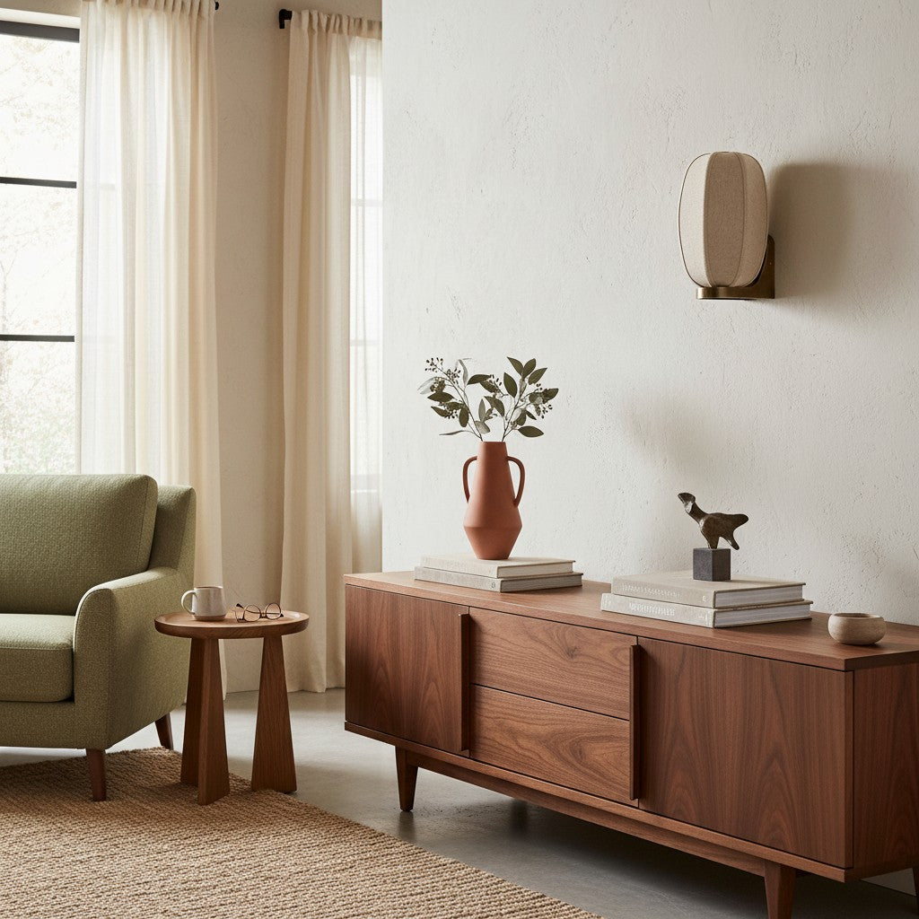 Loomis Wandlamp met Art-Deco Linnen Kap Moderne Wandkandelaar voor Woonkamer en Gang