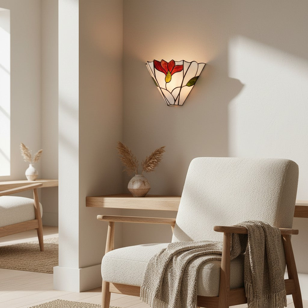 TF Botanica glas-in-lood bloemenontwerp wandlamp - wandkandelaar voor hal en slaapkamer