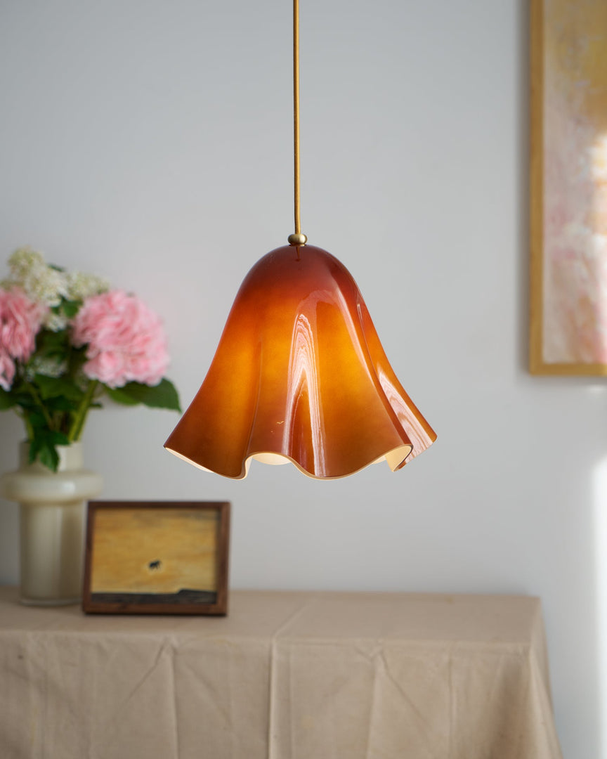 Bellina Artistic Glass Pendant Light - Modern Bloom Inspired Hanging Ceiling Lamp