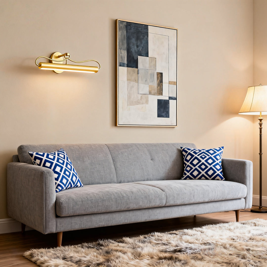 Aplique de luz para cuadros Aurix con diseño de brazo curvado - Iluminación de pared elegante para arte y espacios habitables