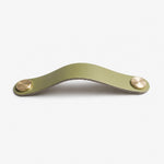 Afbeelding laden in galerijweergave, Cowhide leather and brass cabinet pull handle color and size option