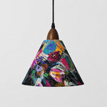 Carica l'immagine nella visualizzazione Galleria, Small painted floral cone pendant light front view