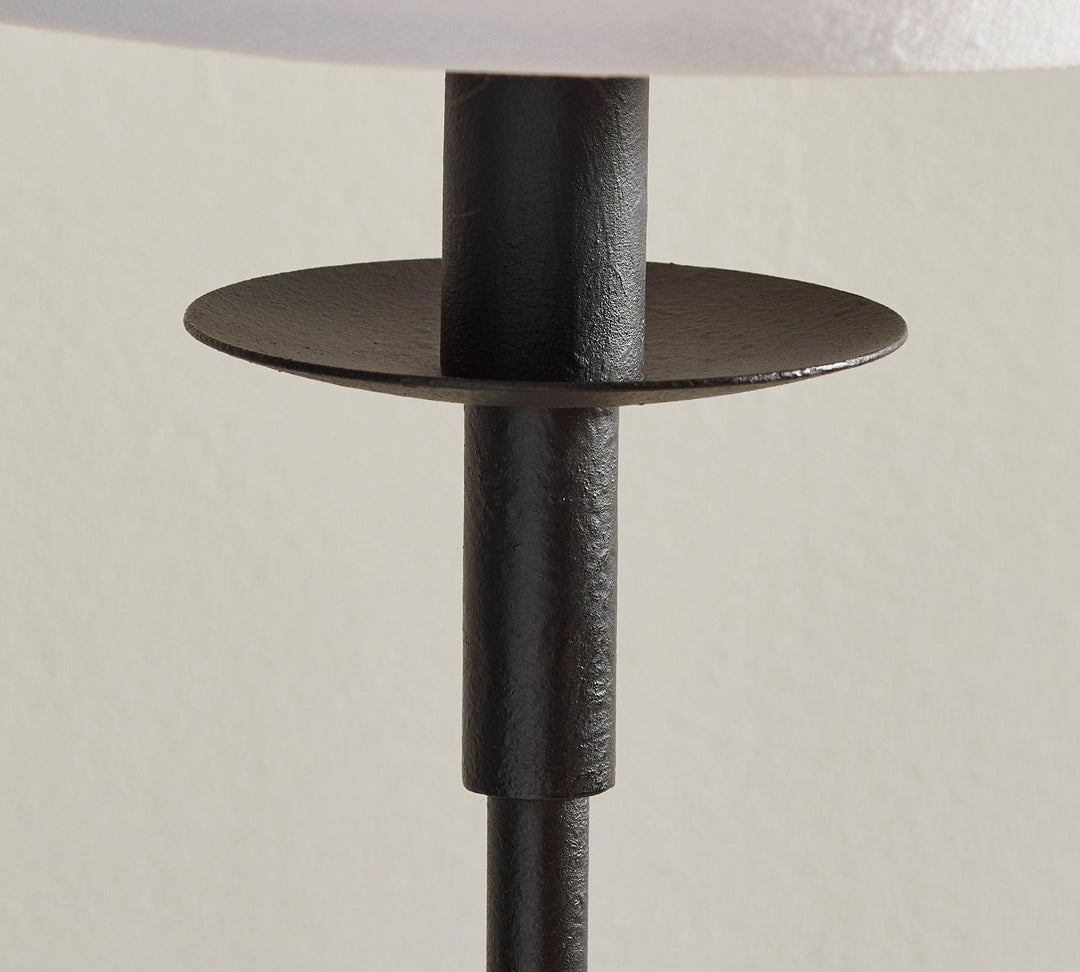 Rowan Modern Iron Table Lamp - Industrial Farmhouse Linen Bedside Reading Light