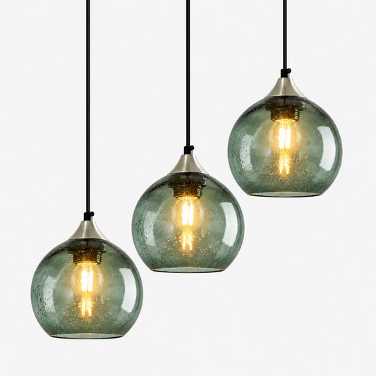 Lámpara colgante individual de esfera de vidrio burbuja de 3 luces con cable ajustable