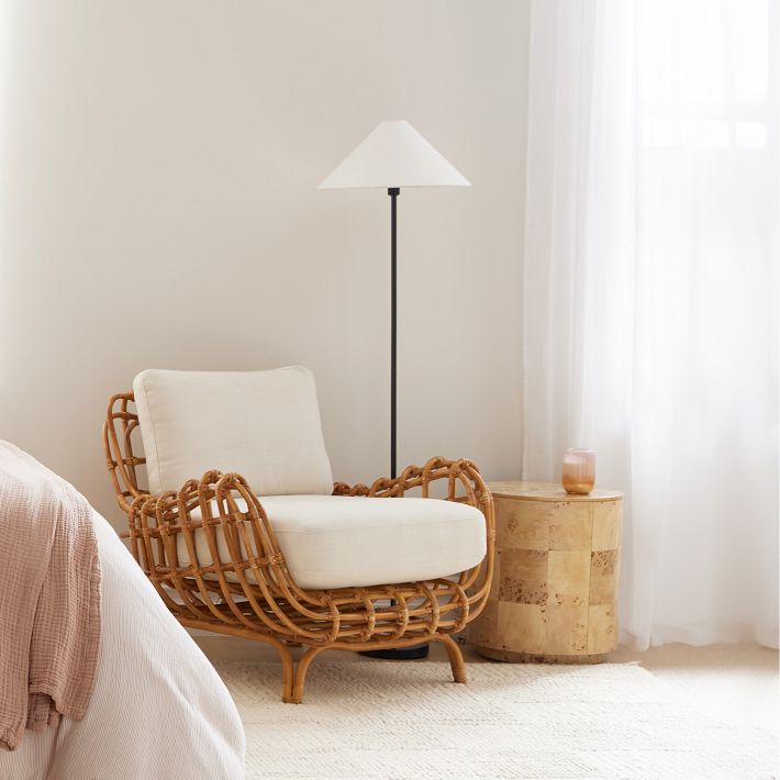Diora Table & Floor Lamps - Linen Shade Modern Linear Style Sophisticated Accent