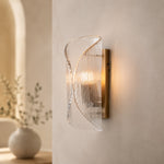 Load image into Gallery viewer, Vintage Ripple Glass Wall Sconce