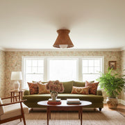 Wickara Plafoniera - Silhouette Organica Intrecciata - Lampada da Soffitto - Stile Boho in Rattan - Per Soggiorno