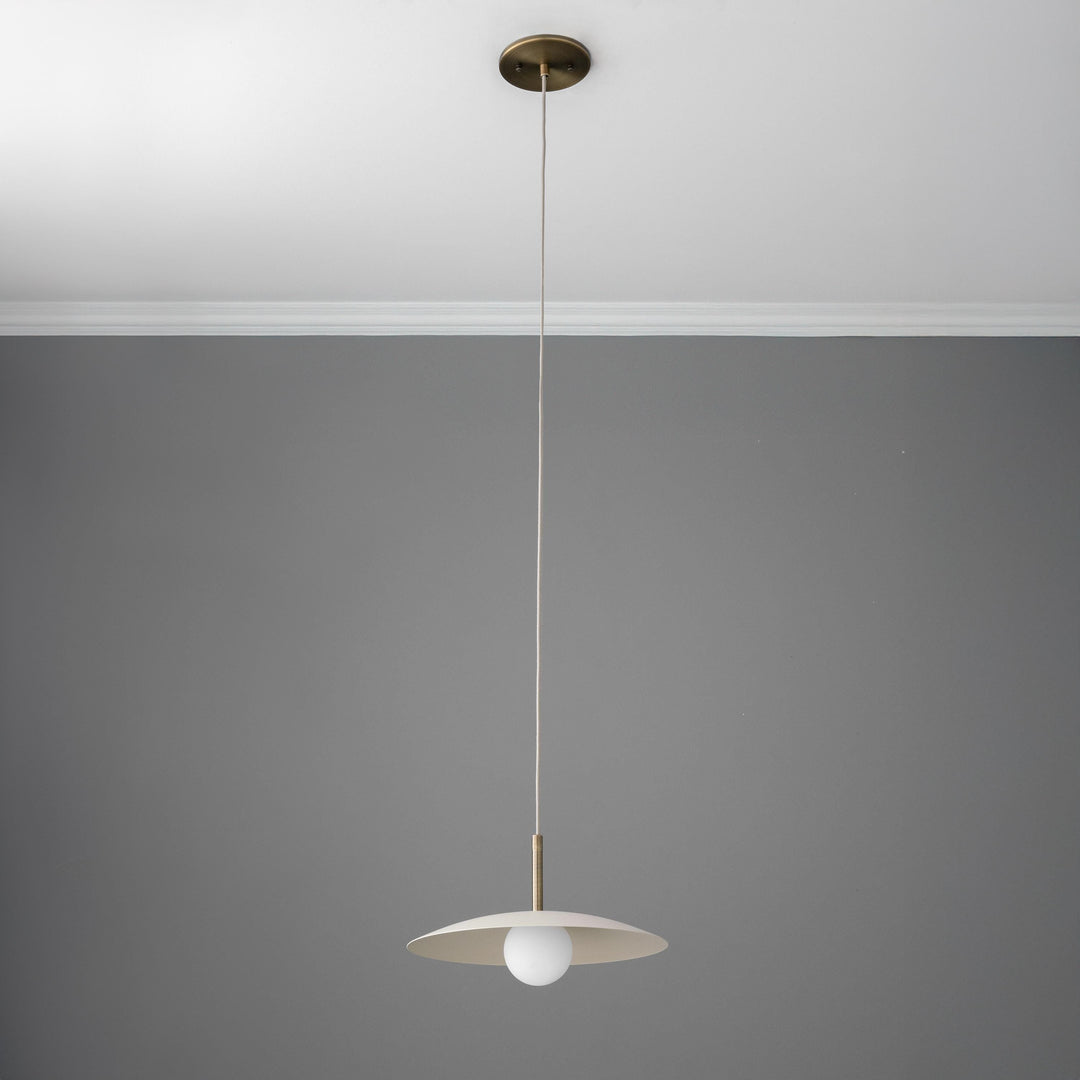 Curva Metal Minimalist Pendant Light - Modern Brass Accent Disc Shade