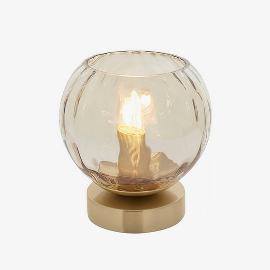 Lámpara de Mesa Tracian Modern Dimple Globe – Lámpara Decorativa Ambiental de Latón para Dormitorio o Salón