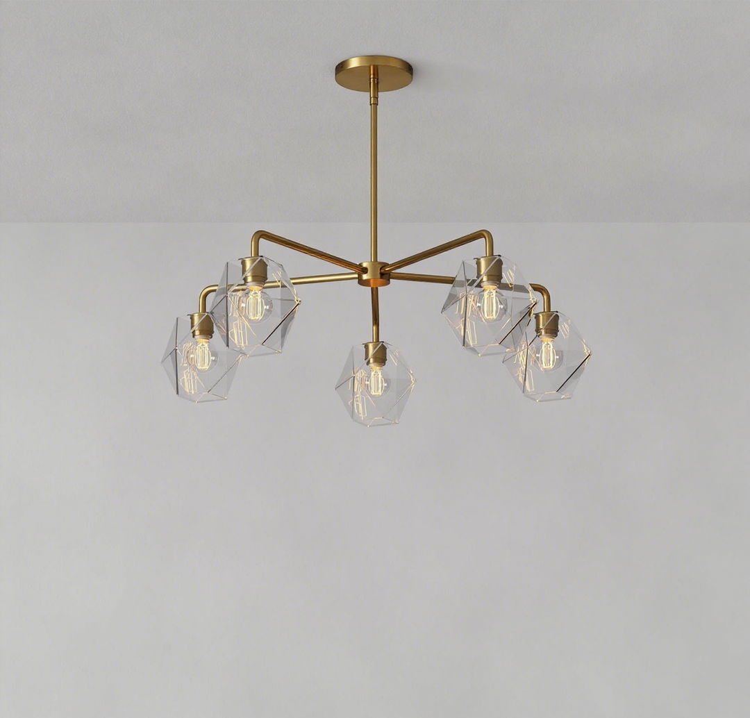 Talvior Sculptural 5-Light Chandelier - Faceted Design, Modern Finishes - Illuminate Spaces