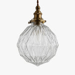 Cargar imagen en el visor de la Galería, Style C brass pendant light with faceted clear glass shade