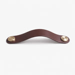 Afbeelding laden in galerijweergave, Cowhide leather and brass cabinet pull handle color and size option