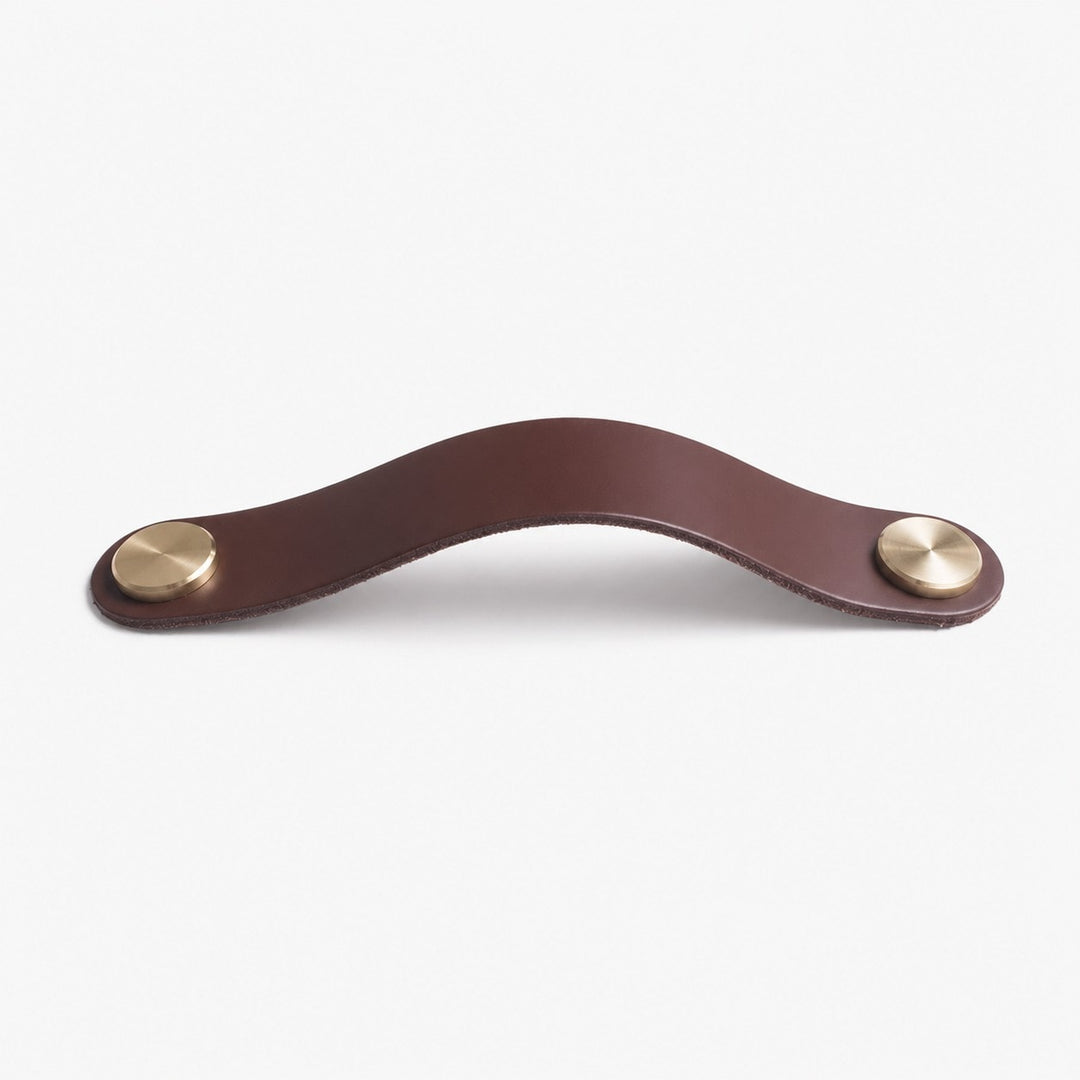 Cowhide leather and brass cabinet pull handle color and size option