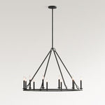 Load image into Gallery viewer, Rowan Modern Wagon Wheel Round Chandelier - Industrial Farmhouse Iron Lighting Fixture
