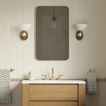 Load image into Gallery viewer, Calvor Champagne Bronze Sconce – Porcelain Ivory Shade Hardwired Wall Light
