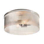 Load image into Gallery viewer, Bravira Flush Mount Ceiling Light - Ribbed &amp; Bubbled Glass Metal Light
