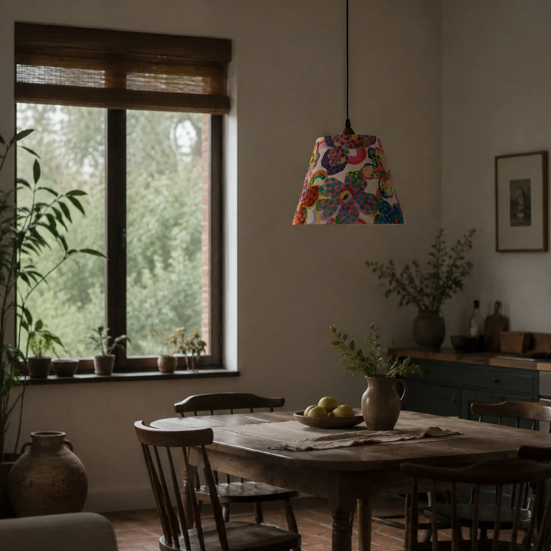 Colorful Floral Fabric Pendant Lamp