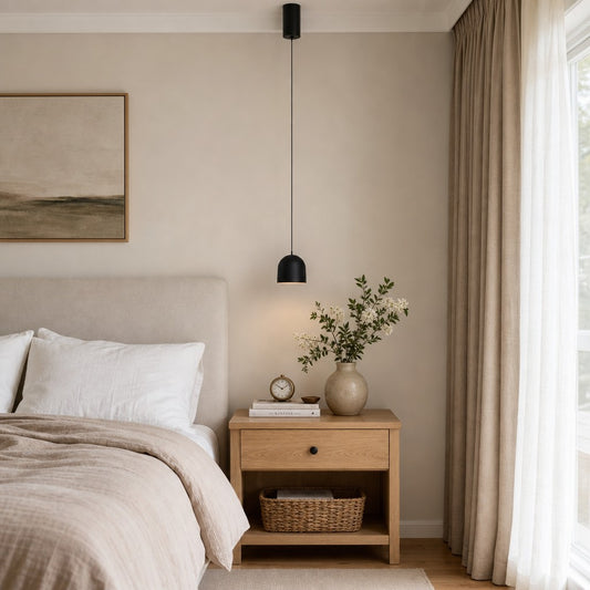 Lámpara colgante delgada minimalista elevable Veridia - Lámpara colgante de aluminio y acrílico para mesita de noche y escritorio
