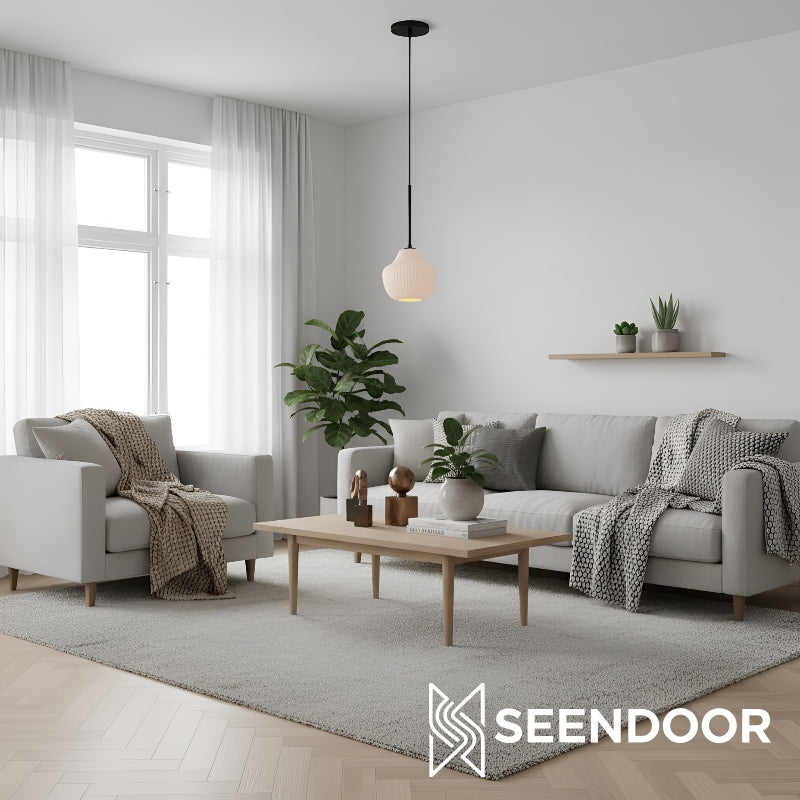 Rivrona Ribbed Fluted Modern Pendant Light for Dining & Kitchen