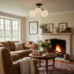 Load image into Gallery viewer, Glorica Glass Globe Light - Mid Century Semi Flush Ceiling Lamp
