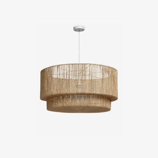 Lámpara Colgante de Yute Tejido Florevian - Lámpara Colgante Boho Chic en Forma de Tambor para Sala o Comedor