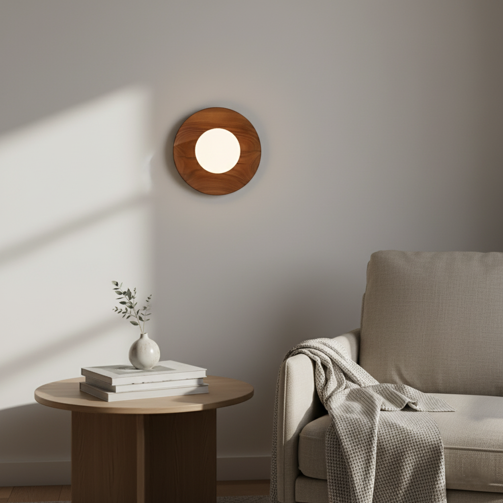 Lampada da parete LED minimalista in legno naturale nordico