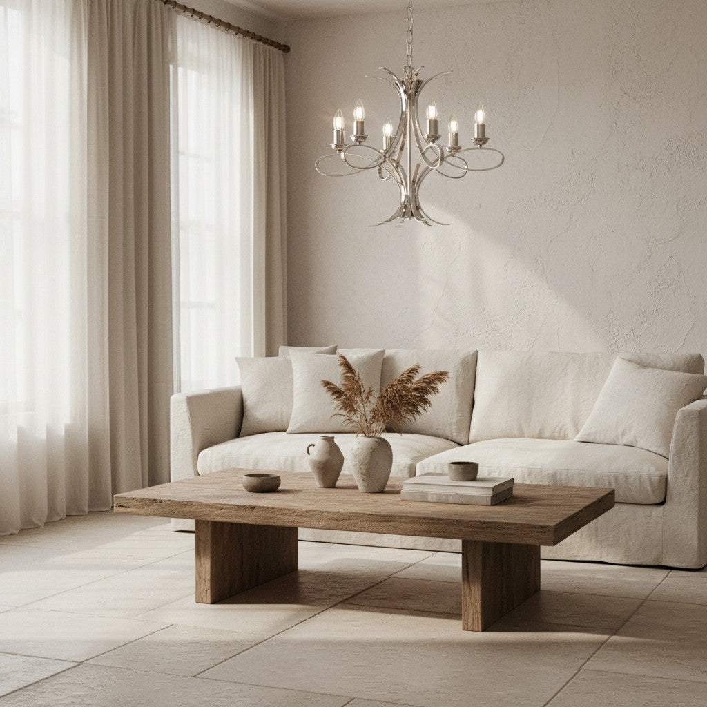 Foline geometrische lichte kroonluchter – nikkelkleurige afwerking met sfeerverlichting voor gangen en keukens