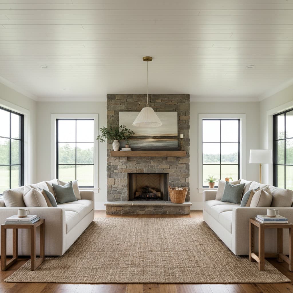 Lámpara colgante Blossine de lino con borde ondulado - Pantalla en capas y dosel de metal rústico a moderno