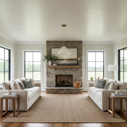 Suspension Blossine en lin à bords festonnés - Abat-jour superposé et canopée en métal, du rustique au moderne