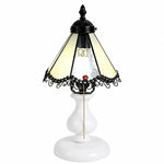 Cargar imagen en el visor de la Galería, Pale yellow vintage stained glass table lamp on a white background