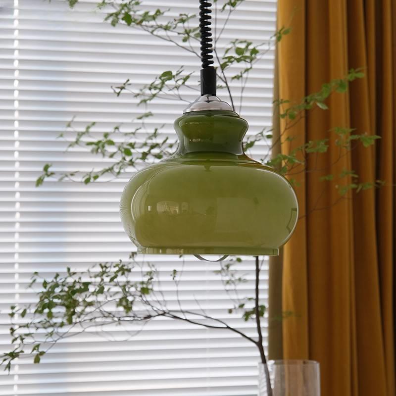 Lampada a sospensione in vetro crema retrò Lunea – Lampada vintage nordica per camera da letto e sala da pranzo